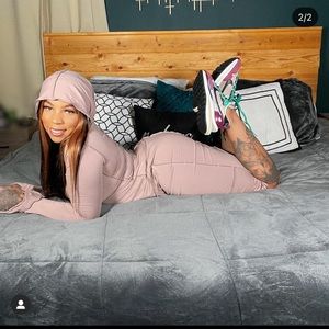 Trendy long hooded brown dress.